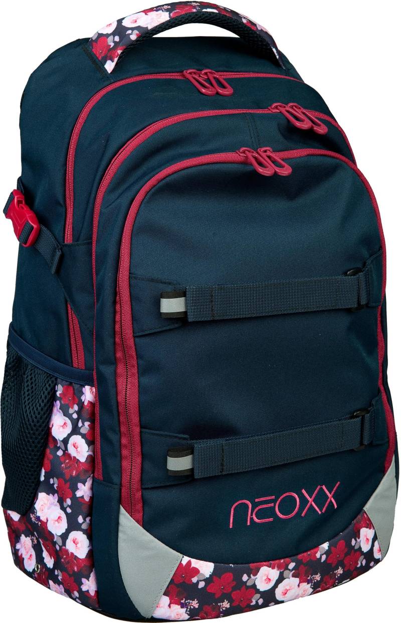 neoxx Schulrucksack »Active, My Heart Blooms«, reflektierende Details, aus recycelten PET-Flaschen von neoxx