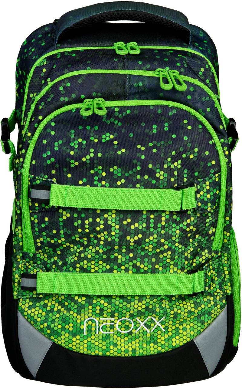 neoxx Schulrucksack »Active, Pixel in my mind«, reflektierende Details, aus recycelten PET-Flaschen von neoxx