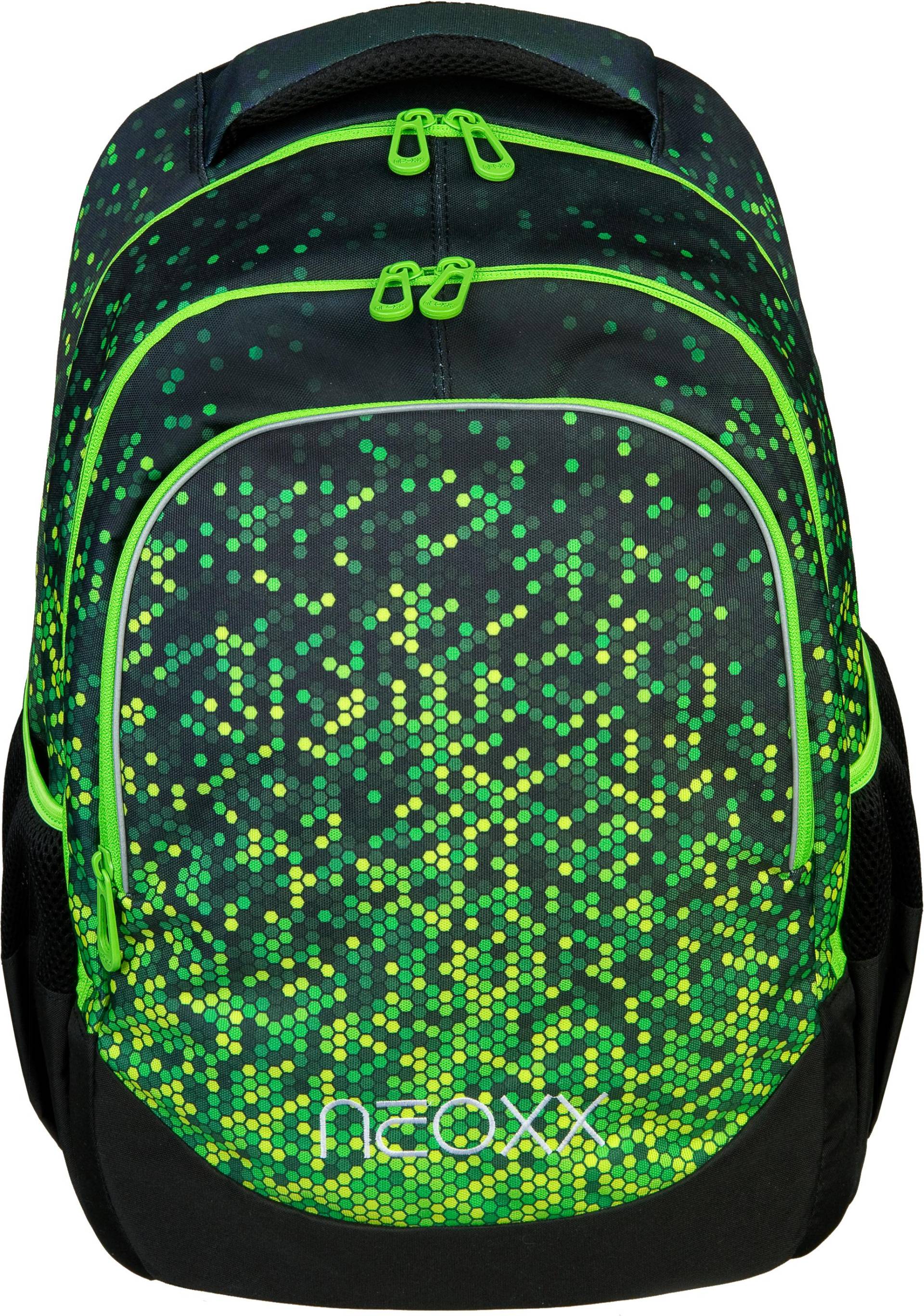 neoxx Schulrucksack »Fly, Pixel in my mind«, Reflektionsnaht, aus recycelten PET-Flaschen von neoxx