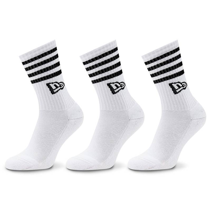 3er-Set hohe Unisex-Socken New Era Stripe Crew 13113626 Weiß von new era