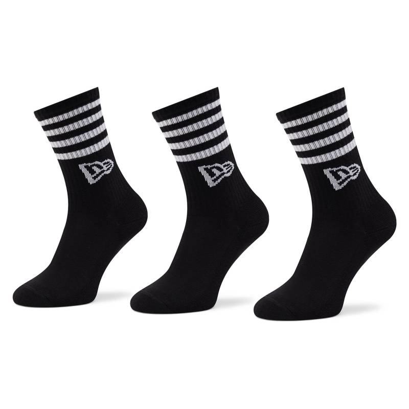 3er-Set hohe Unisex-Socken New Era Stripe Crew 13113627 Schwarz von new era