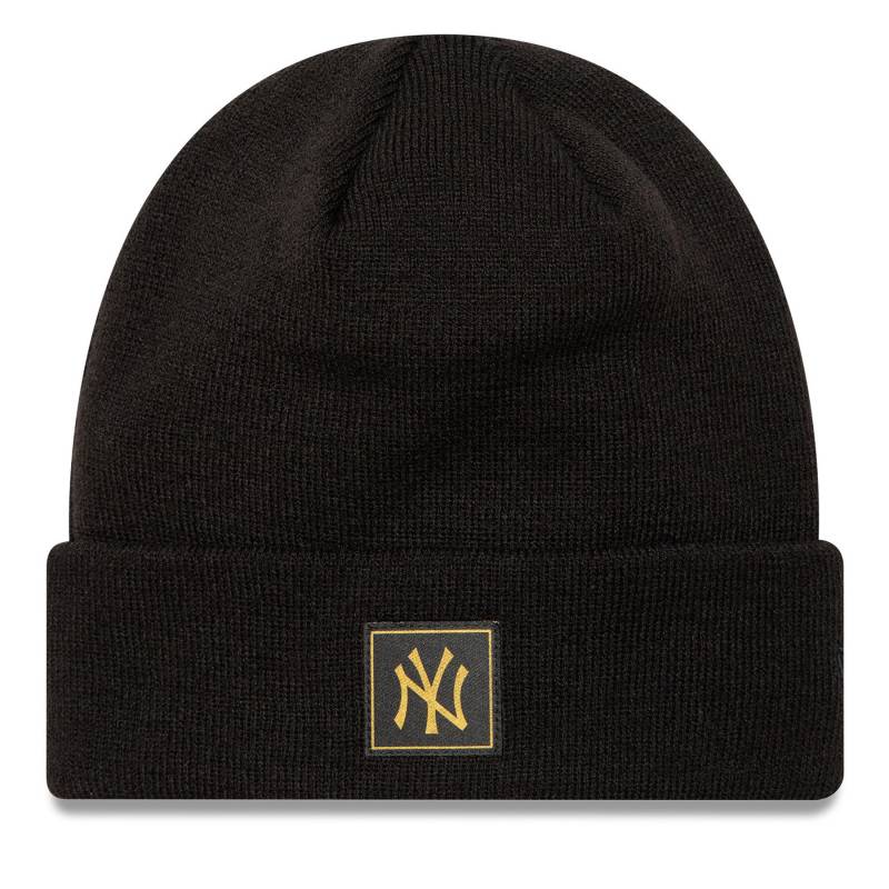 Mütze New Era New York Yankees Metallic Badge Black Cuff Knit Beanie 60424815 Schwarz von new era