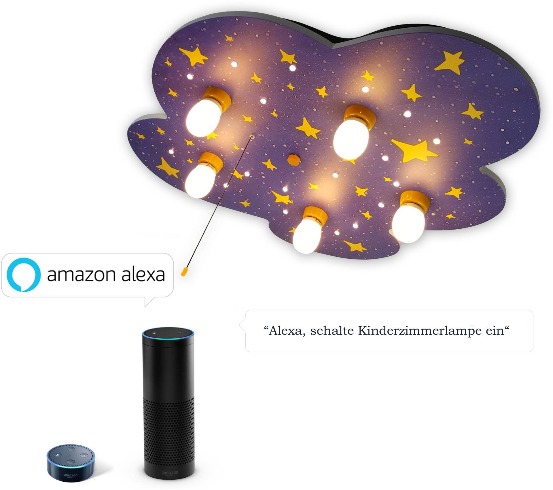 niermann Deckenleuchte »Nachthimmel«, 5 flammig, Leuchtmittel E14   ohne Leuchtmittel, Deckenleuchte Nachthimmel 'Amazon Alexa kompatibel' von niermann