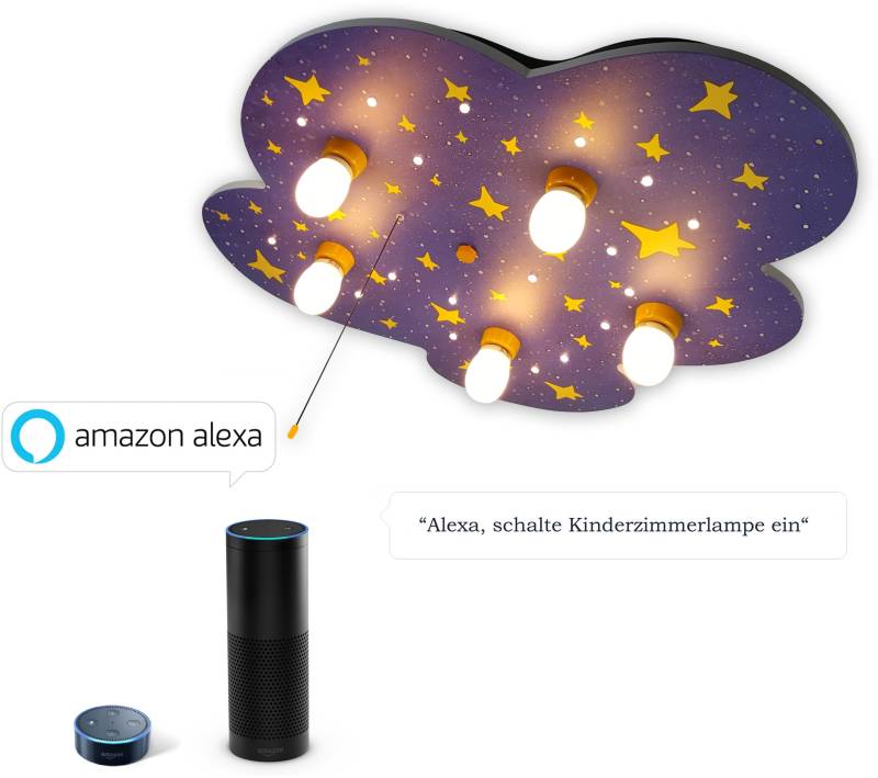 niermann Deckenleuchte »Nachthimmel«, 5 flammig, Leuchtmittel E14   ohne Leuchtmittel, Deckenleuchte Nachthimmel 'Amazon Alexa kompatibel' von niermann