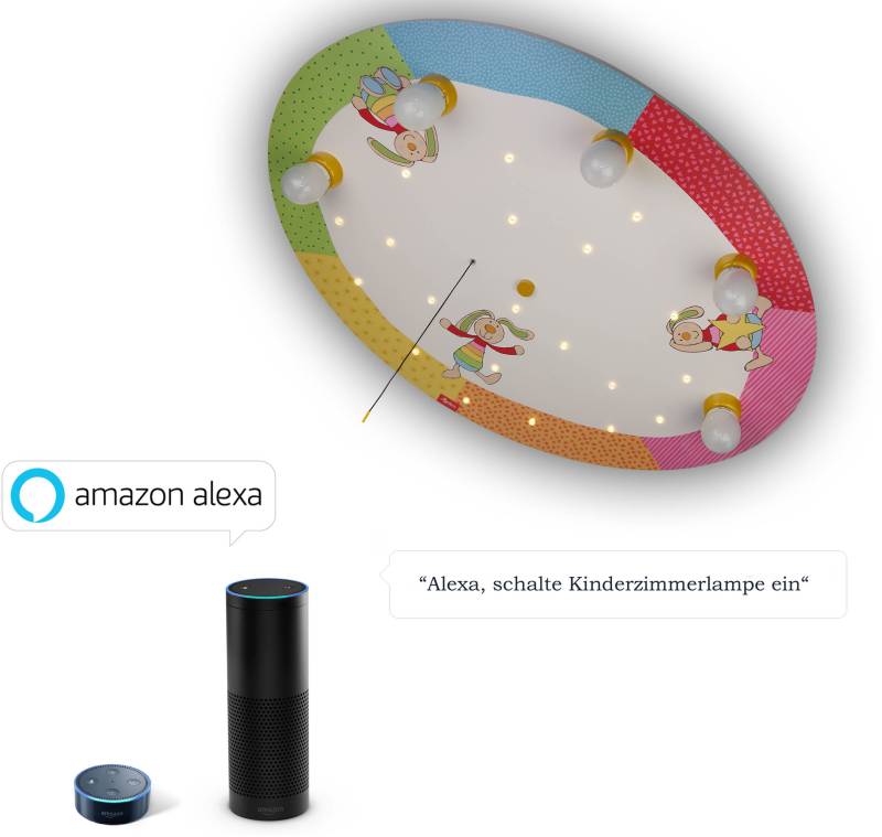 niermann Deckenleuchte »Rainbow Rabbit«, 5 flammig, Leuchtmittel E14   ohne Leuchtmittel, Deckenleuchte Rainbow Rabbit "Amazon Alexa kompatibel" von niermann