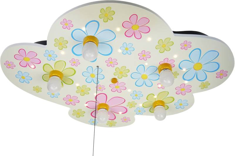 niermann LED Deckenleuchte »Wolke Blumen«, 5 flammig, Leuchtmittel E14   ohne Leuchtmittel, Kinderzimmerlampe. Wolke, Bunte Blumen von niermann