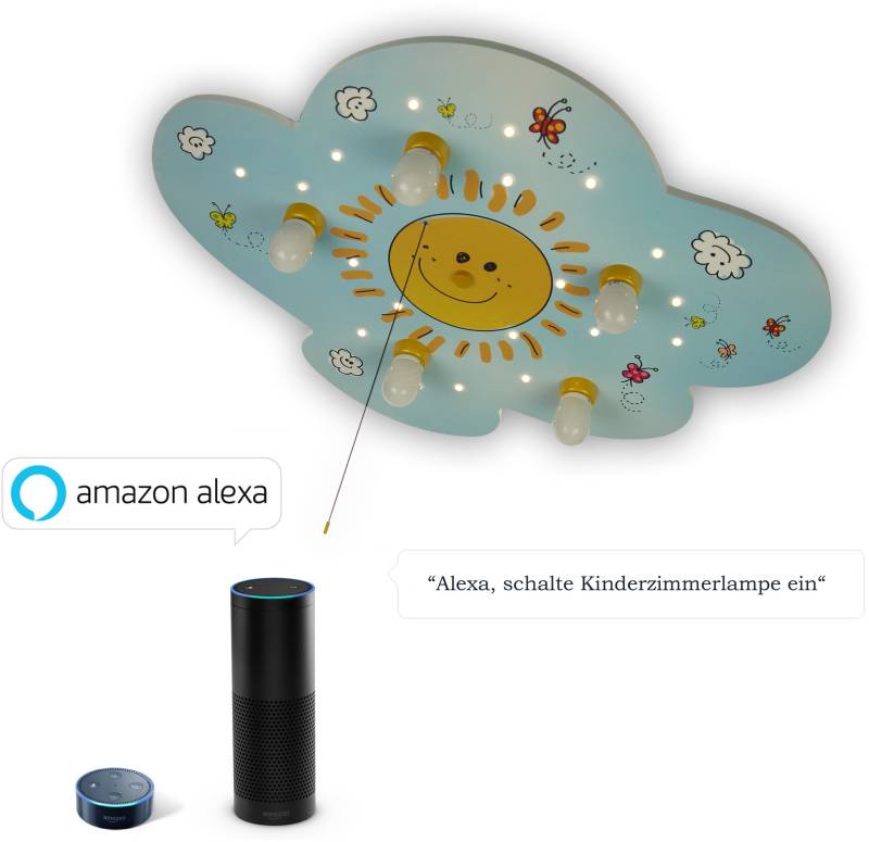 niermann Deckenleuchte »Wolke Sunny«, 5 flammig, Leuchtmittel E14   ohne Leuchtmittel, Deckenleuchte Wolke Sunny 'Amazon Alexa kompatibel' von niermann