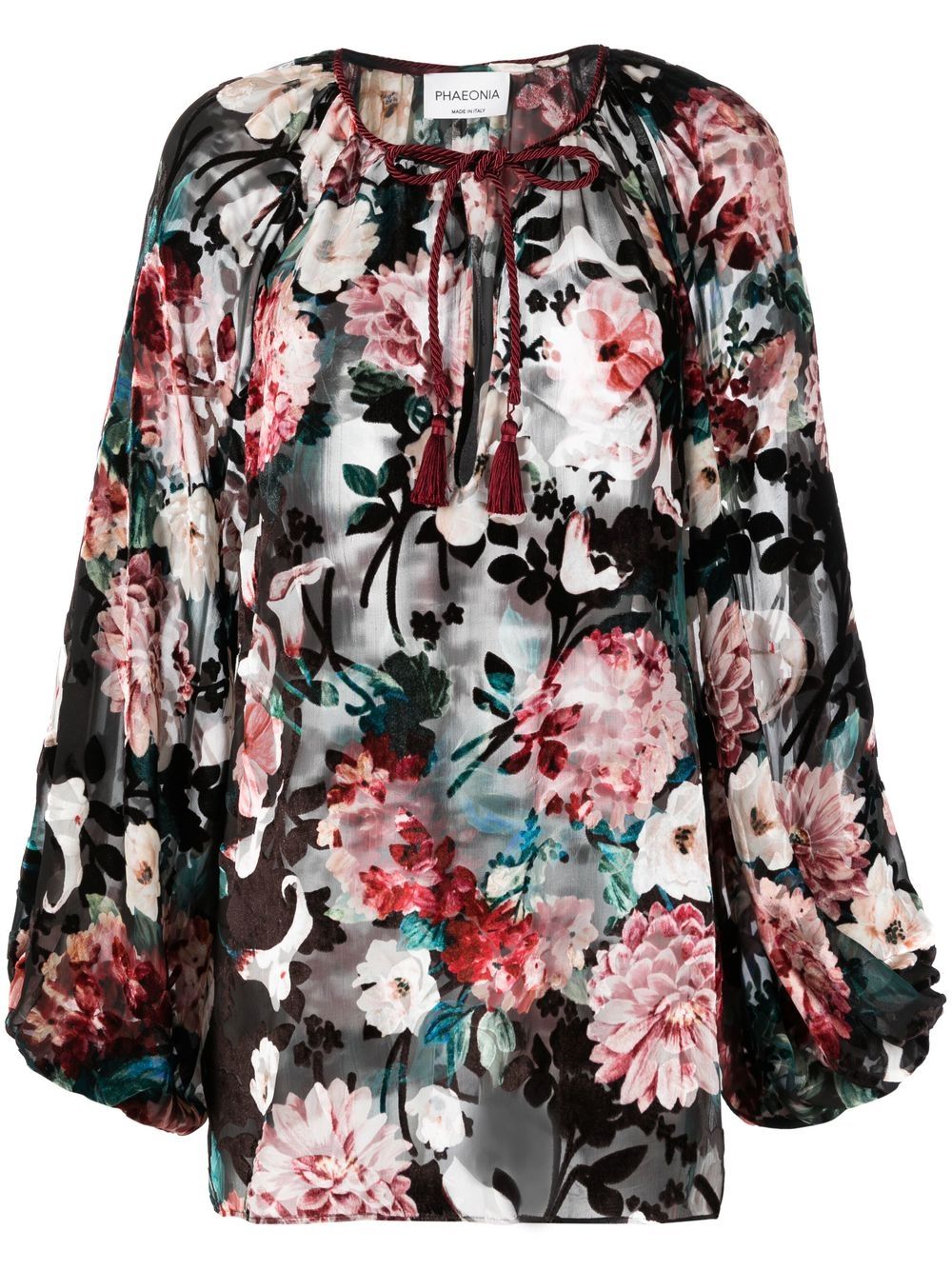 phaeonia floral-print bishop-sleeves blouse - Black von phaeonia