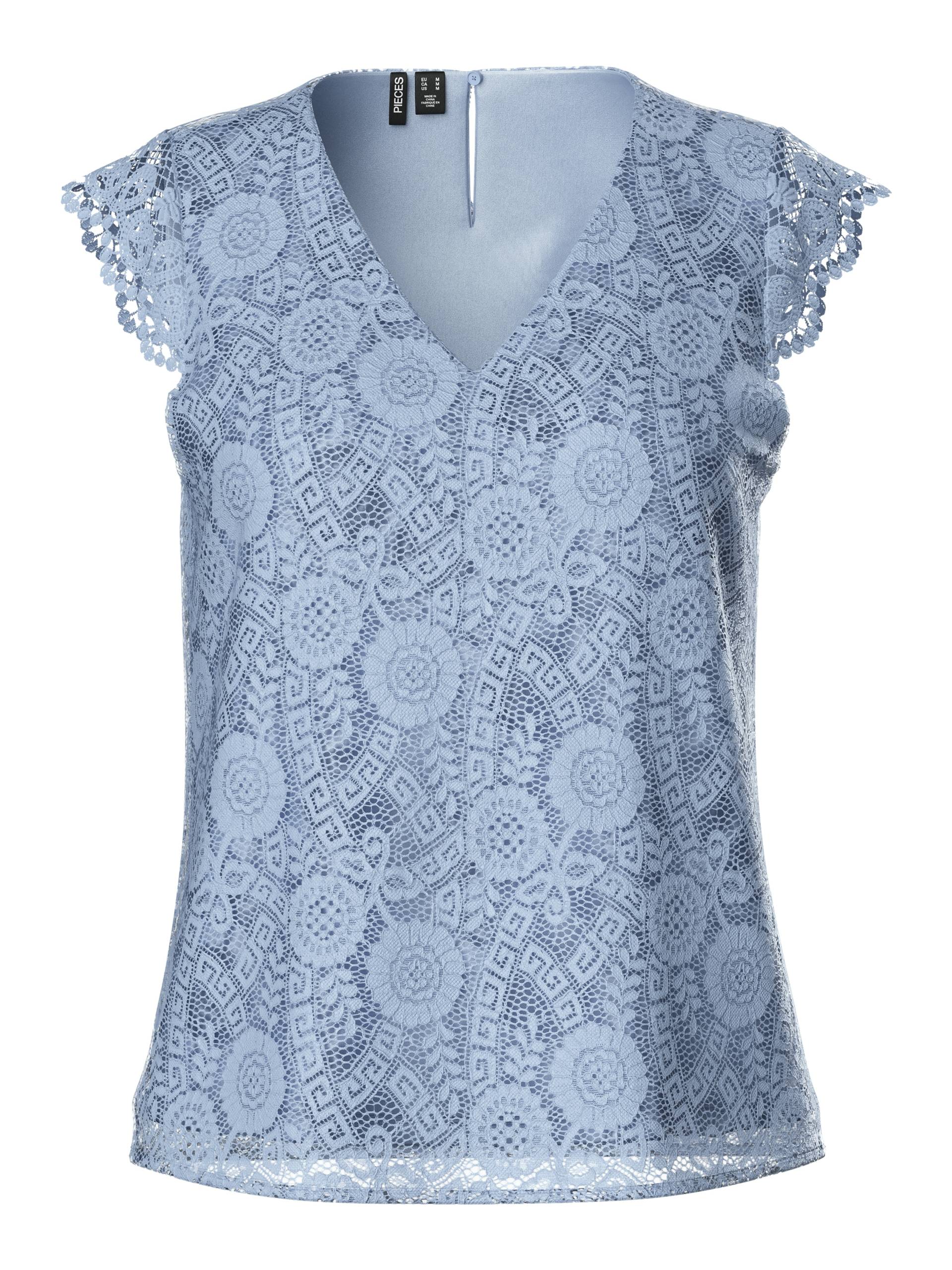 pieces Spitzentop »PCOLLINE SL LACE V-NECK TOP WVN NOOS« von pieces