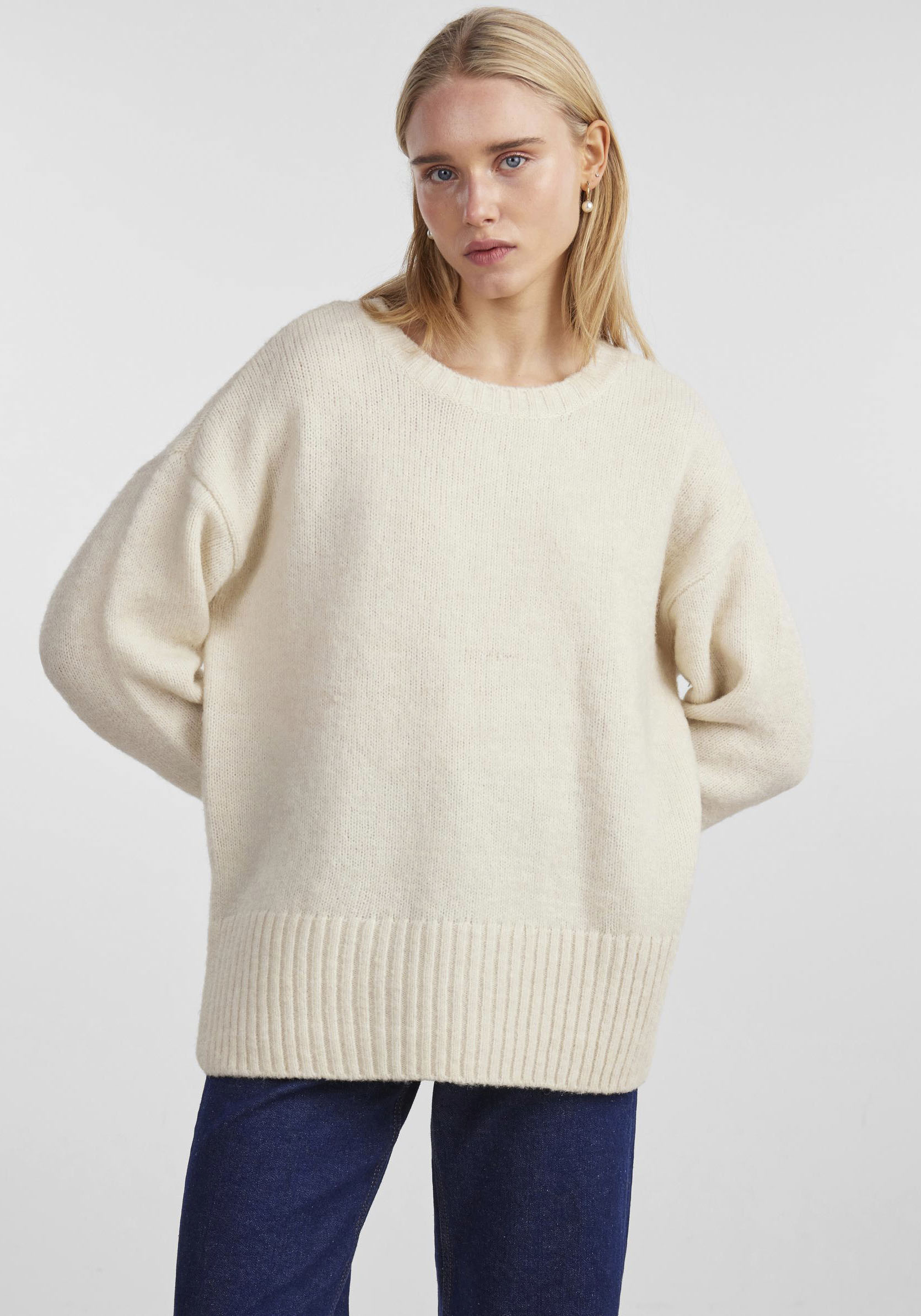 pieces Rundhalspullover »PCNANCY LS LOOSE O-NECK KNIT NOOS BC«, Oversized von pieces