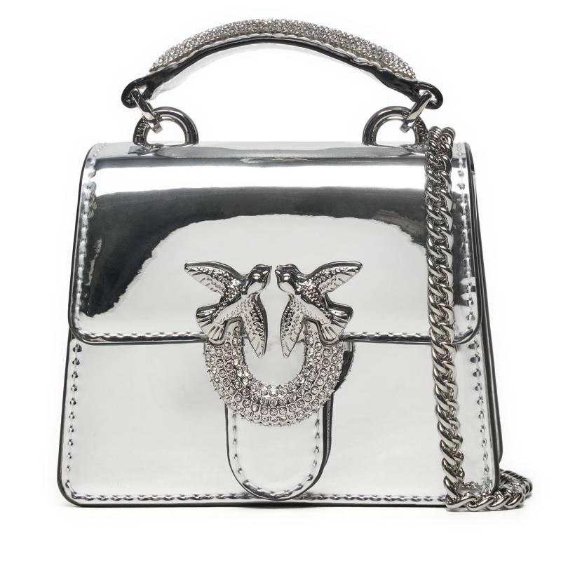 Handtasche PINKO Love One Top Handle Micro Light AI 24-25 PLTT 102740 A1JD Silberfarben von pinko