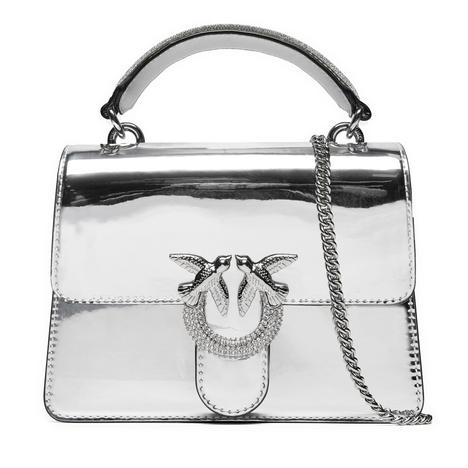 Handtasche PINKO Love One Top Handle Mini Light AI 24-25 PLTT 100071 A1JD Silberfarben Handtasche PINKO Love One Top Handle Mini Light AI 24-25 PLTT 100071 A1JD Silberfarben von pinko