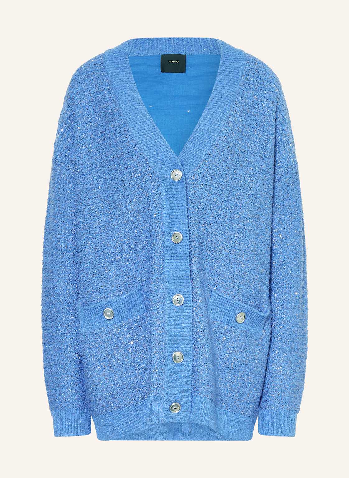 Pinko Strickjacke Mit Pailletten Und Glitzergarn blau von pinko