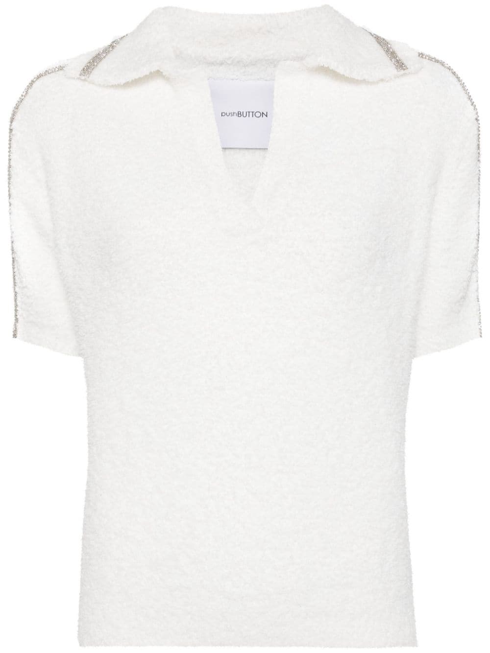 pushBUTTON collar point knitted top - White von pushBUTTON