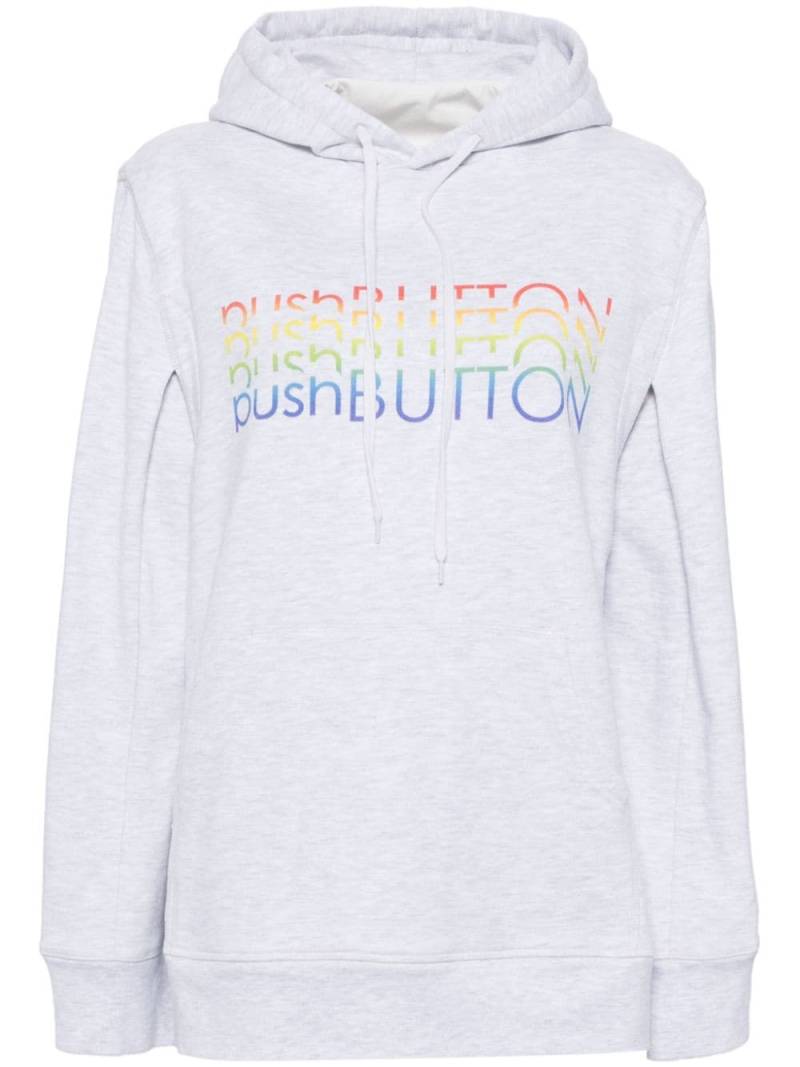 pushBUTTON logo-print cotton hoodie - Grey von pushBUTTON