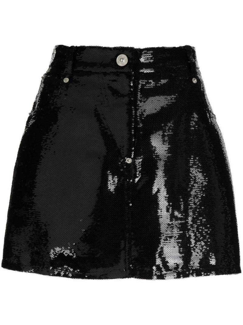 pushBUTTON patent-finish mini skirt - Black von pushBUTTON