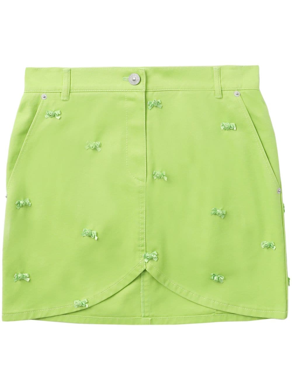 pushBUTTON rose-appliqué cotton mini skirt - Green von pushBUTTON