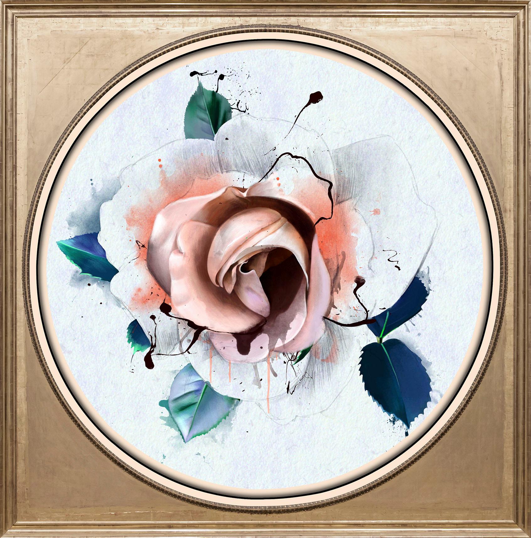 queence Acrylglasbild »Rose Pastell«, Blumen-Blumenbilder-Kunst-Pflanzen-Pflanzenbilder-Gemälde, Fine Art-Print in Galeriequalität von queence