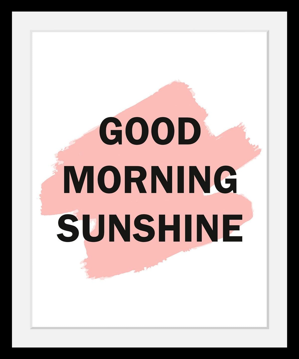 queence Bild »Good Morning«, Schwarz-Weiss-Schriftzug-Motivationsbilder, HD Premium Poster-Druck inkl. Holzrahmen von queence