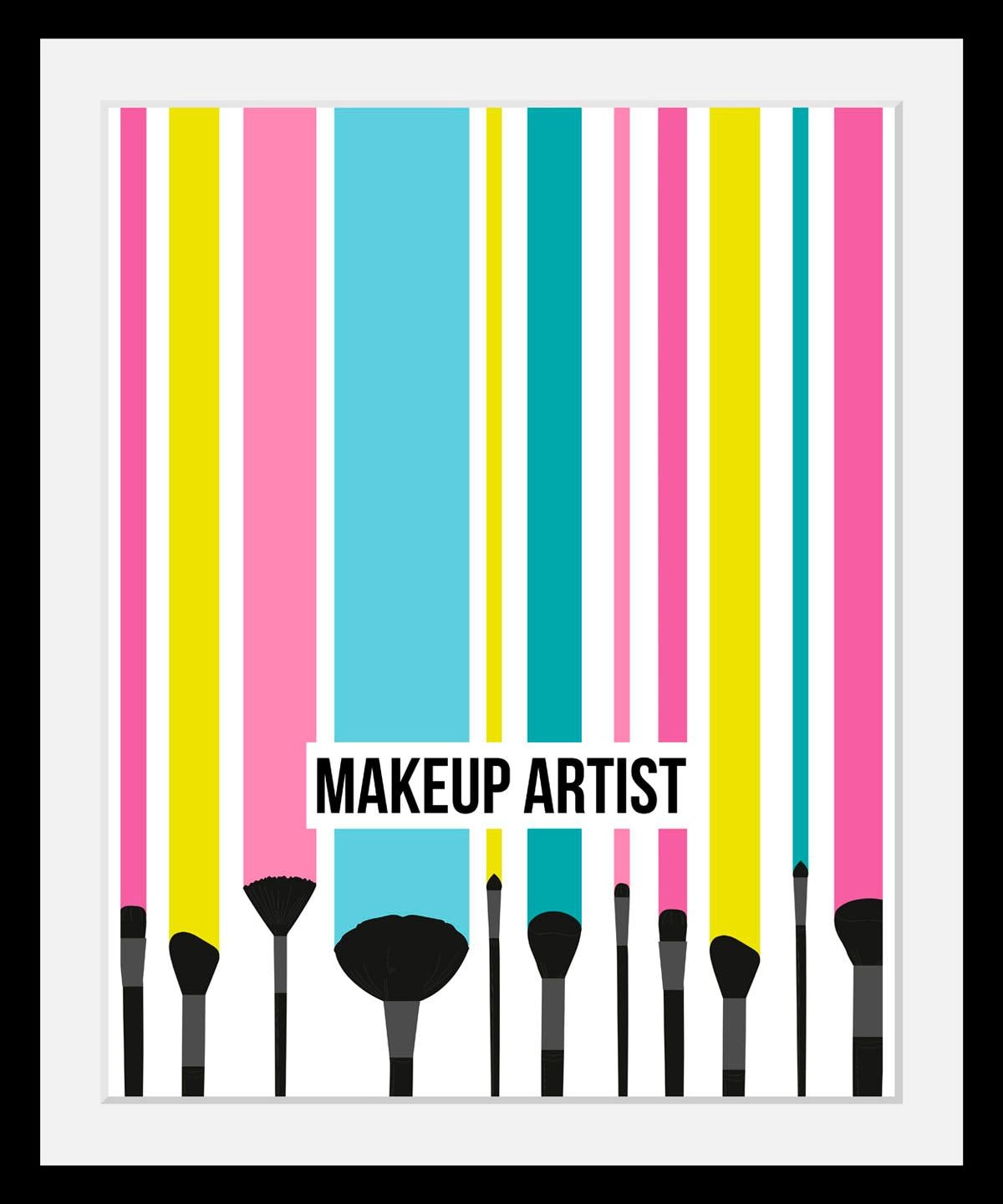 queence Bild »Makeup Artist«, Schriftzüge-Schriftzug-Fashion-Kunst, HD Premium Poster-Druck inkl. Holzrahmen von queence