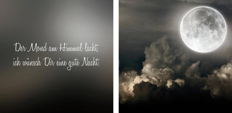 queence Leinwandbild »Mond«, Himmel-Himmelsbilder-Kunst-Modern-Spa-Spa Bilder-Sprüche-Sprüche & Texte-Schriftzug-Schriftzüge-Wolken, (Set), Premium-Leinwandstoff, Handarbeit aus Deutschland, Spruch, 2er Set von queence