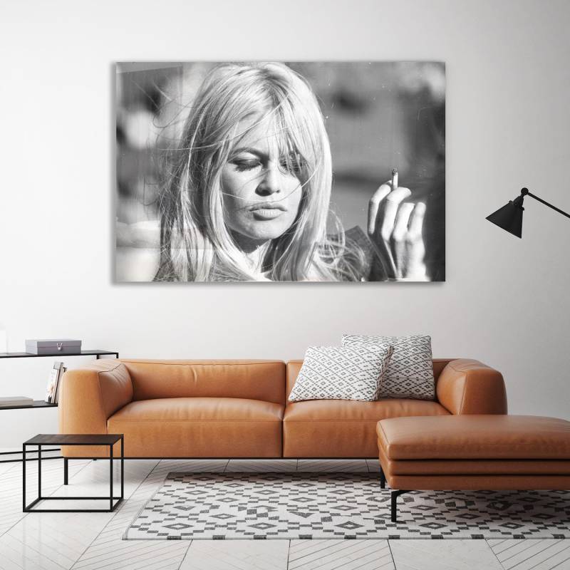 queence Acrylglasbild »Brigitte Bardot«, Schwarz-Weiss-Stars-Frau, Fine Art-Print in Galeriequalität von queence