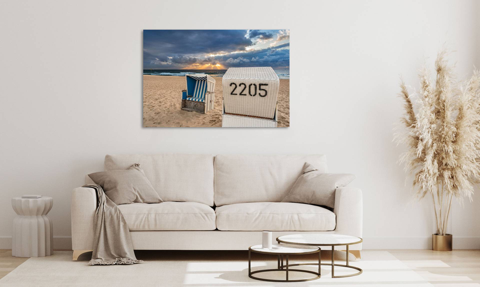 queence Acrylglasbild »Strandkorb Sylt«, Strand-Meer-Meer Bilder-Himmel-Spa-Spa Bilder, (1 St.), Fine Art-Print in Galeriequalität von queence