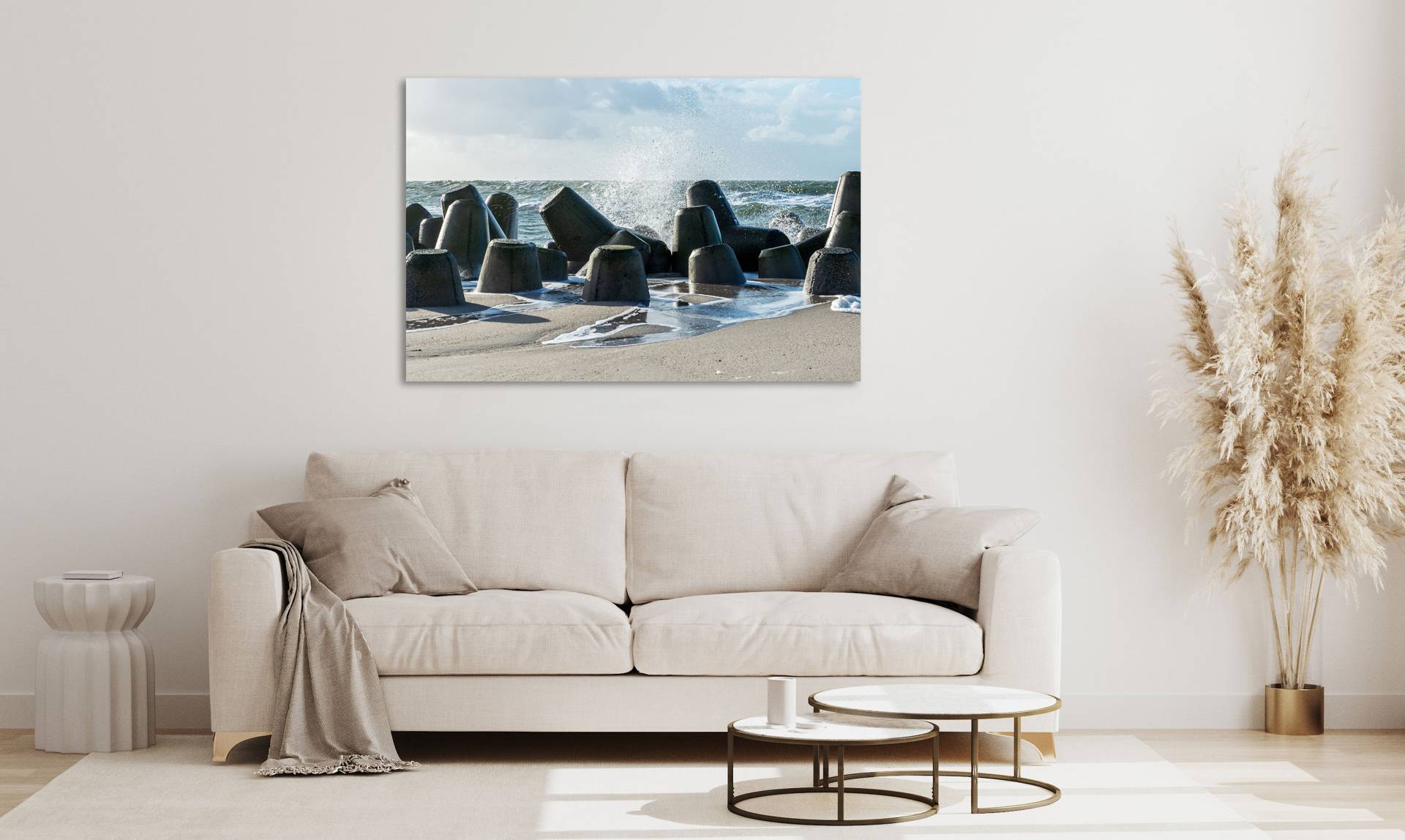 queence Acrylglasbild »Egilio«, Strand-Stein-Meer-Meer Bilder-Spa-Spa Bilder, (1 St.), Fine Art-Print in Galeriequalität von queence