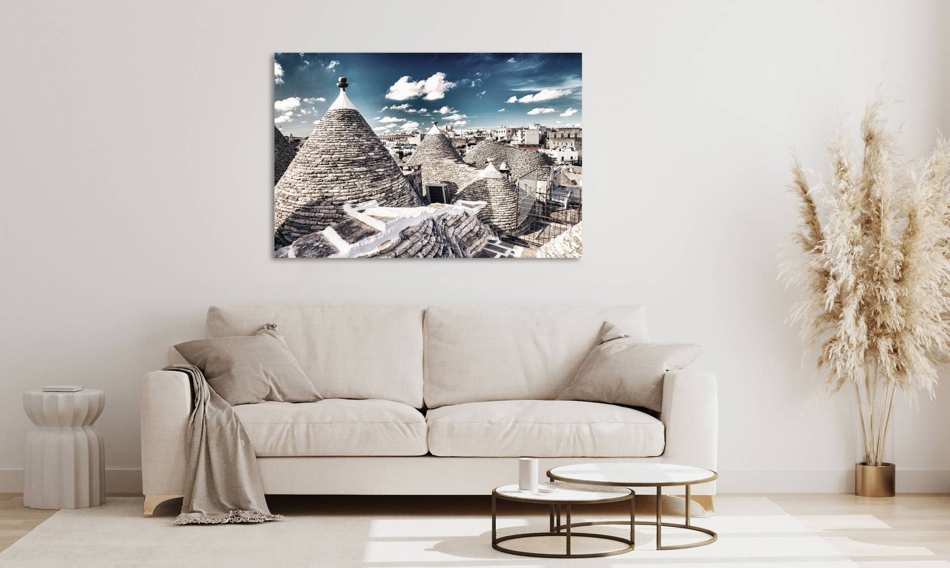 queence Acrylglasbild »Ellos«, Landschaft-Stadt-Italien-Himmel, (1 St.), Fine Art-Print in Galeriequalität von queence