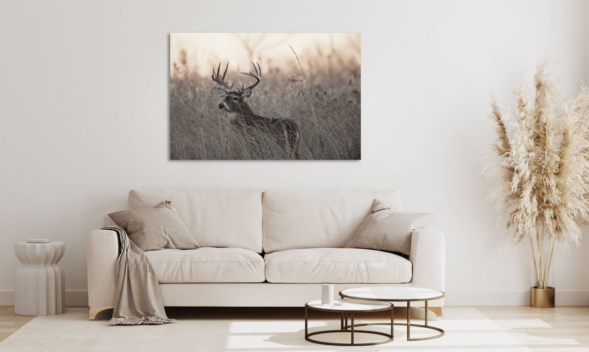 queence Acrylglasbild »Emino«, Landschaft-Tiere-Wildtiere-Kunst-Spa-Spa Bilder-Hirsch-Hirschbilder-Wiesen & Baumbilder, (1 St.), Fine Art-Print in Galeriequalität von queence