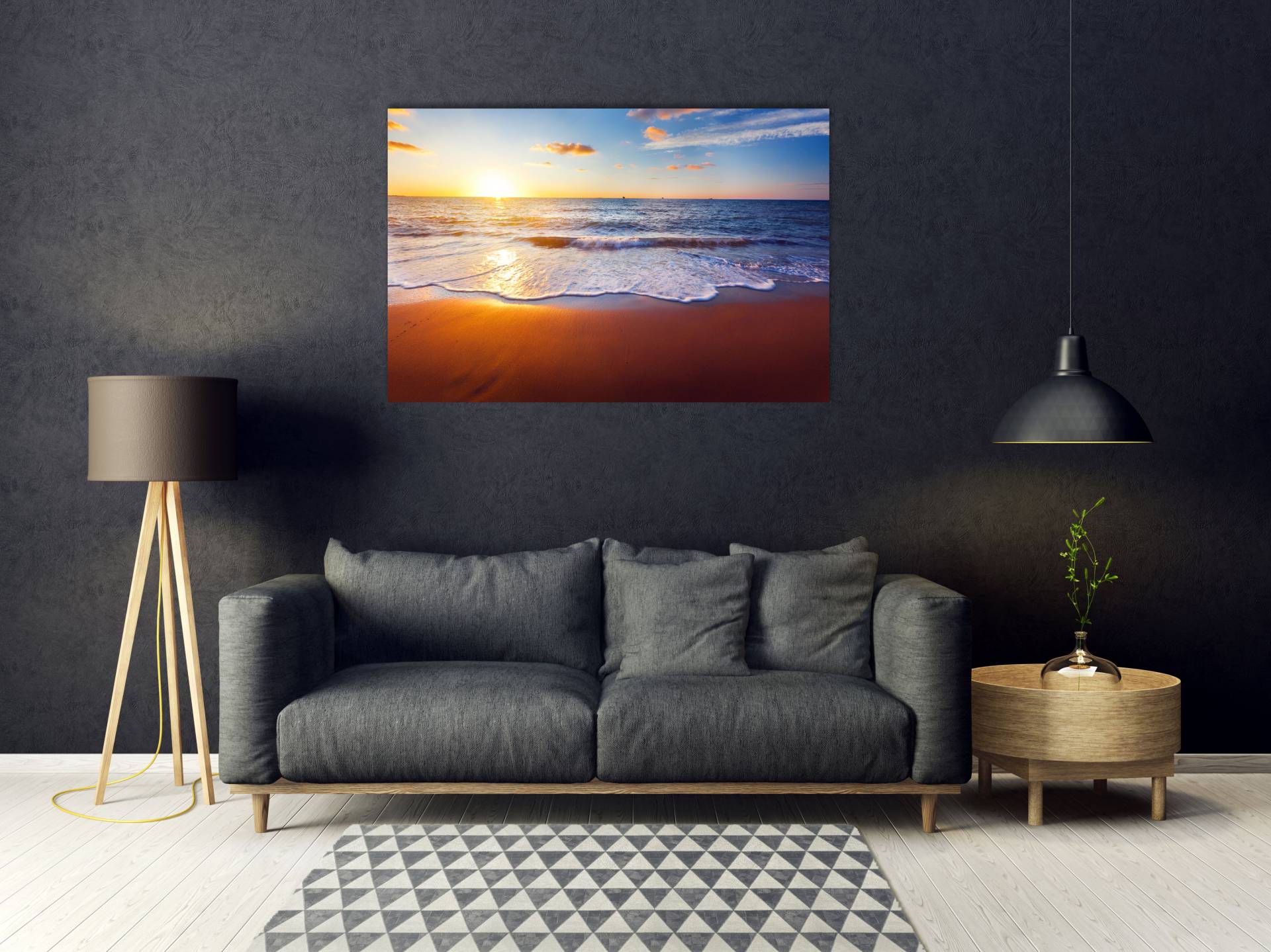 queence Acrylglasbild »Esko«, Himmel-Meer-Spa-Spa Bilder-Schiffe-Meer Bilder-Strand-Sonnenuntergang, (1 St.), Fine Art-Print in Galeriequalität von queence