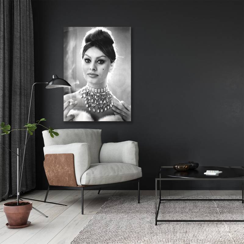 queence Acrylglasbild »Glama«, Schwarz-Weiss-Frau-Stars, Sophia Loren, Fine Art-Print in Galeriequalität von queence