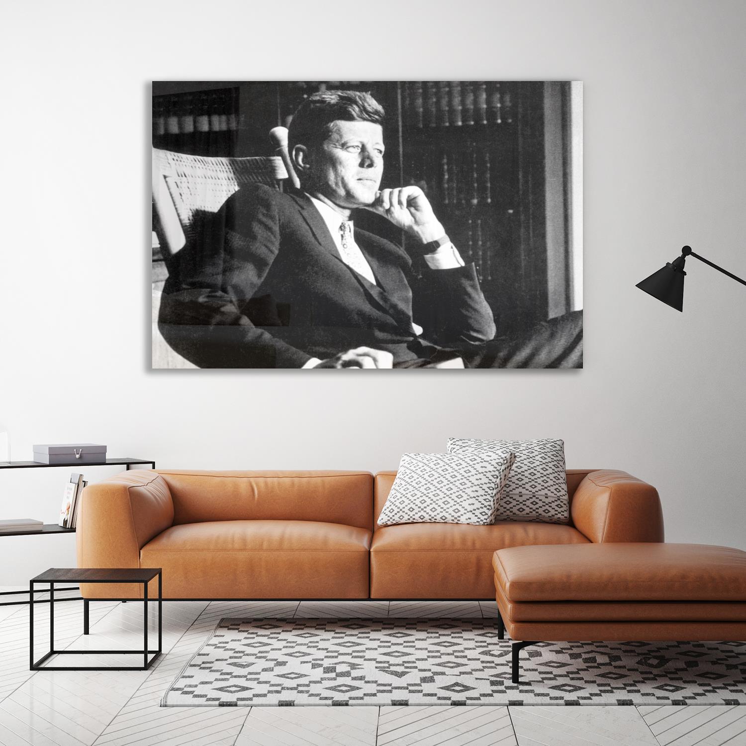 queence Acrylglasbild »Kennedy«, Mann-Stars-Portrait-Schwarz-Weiss, Fine Art-Print in Galeriequalität von queence