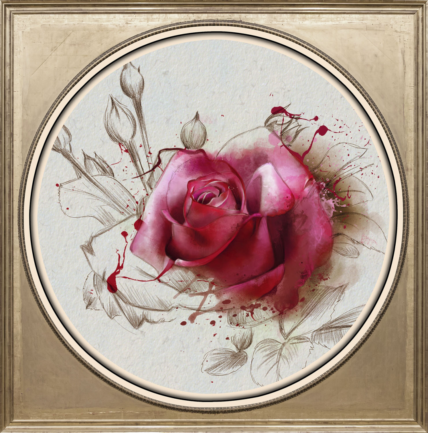 queence Acrylglasbild »Rose«, Blumen-Blumenbilder-Kunst-Pflanzen-Pflanzenbilder-Gemälde, Fine Art-Print in Galeriequalität von queence