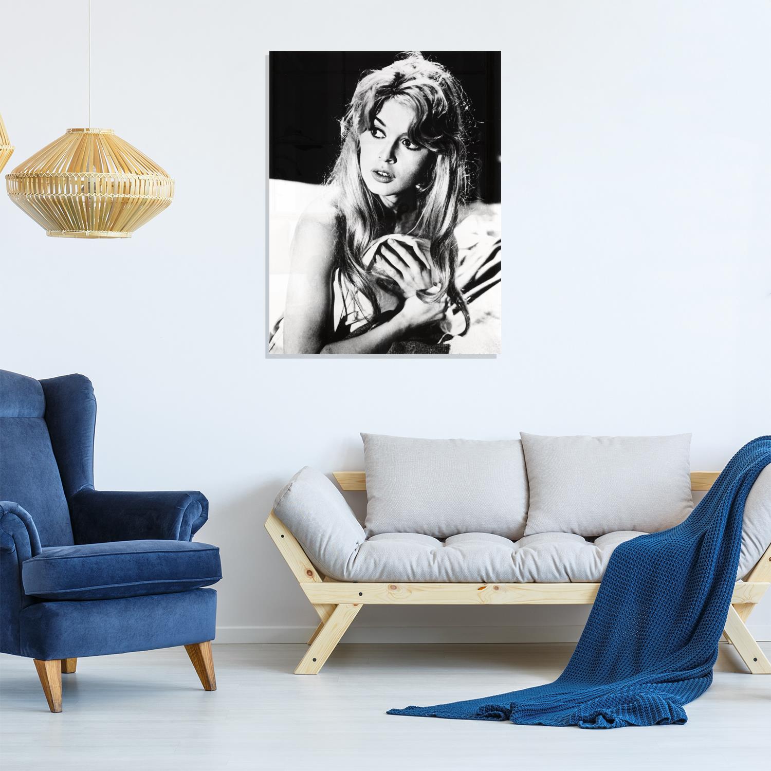 queence Acrylglasbild »Brigitte Bardot im Handtuch«, Schwarz-Weiss-Frau-Stars-Portrait, Fine Art-Print in Galeriequalität von queence