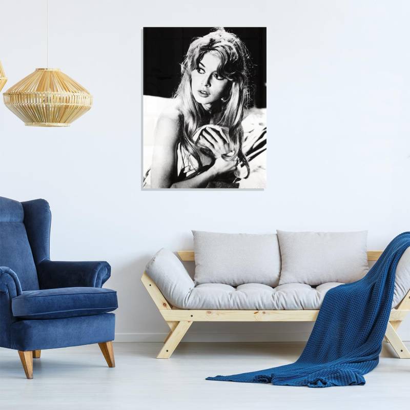 queence Acrylglasbild »Shh«, Schwarz-Weiss, Brigitte Bardot, Fine Art-Print in Galeriequalität von queence