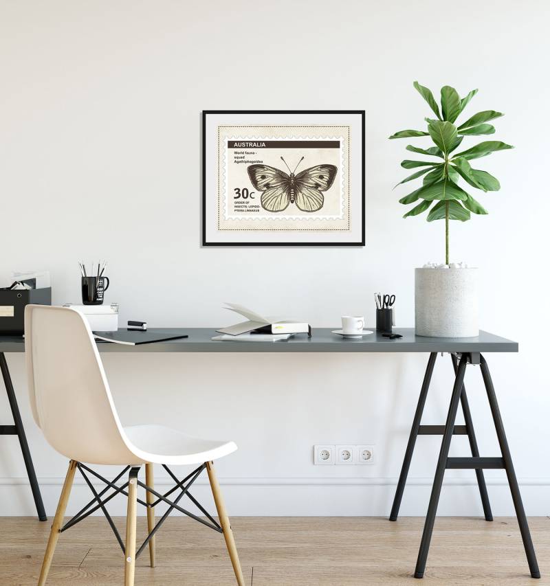 queence Bild »30c«, Schmetterlinge-Kunst-Insekten, (1 St.), HD Premium Poster-Druck inkl. Holzrahmen von queence