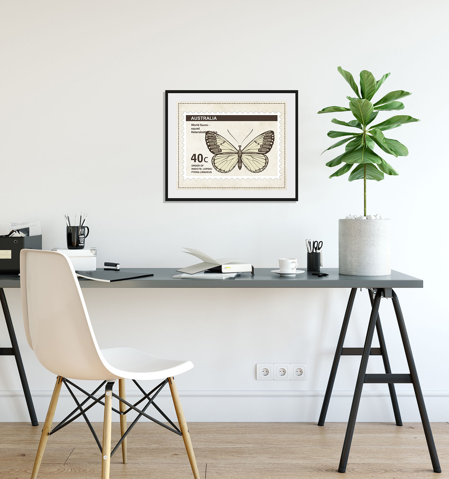 queence Bild »40c«, Schmetterlinge-Kunst-Insekten, (1 St.), HD Premium Poster-Druck inkl. Holzrahmen von queence