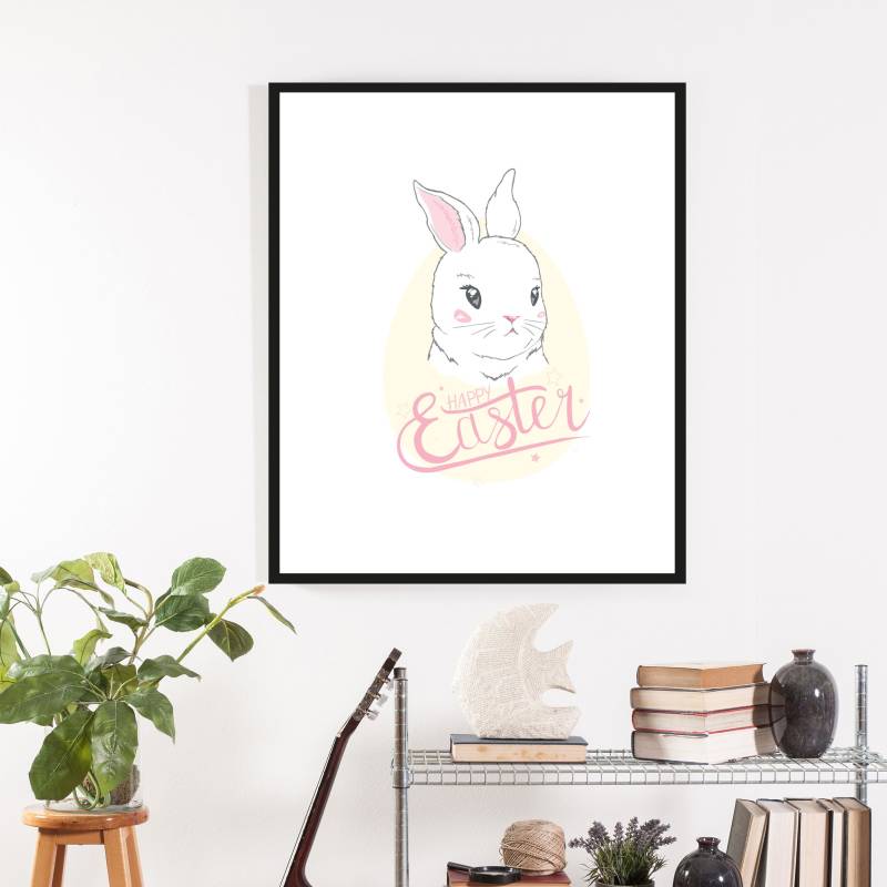 queence Bild »Abilou«, Hase-Hasen-Haustiere-Kunst-Ostern, (1 St.), HD Premium Poster-Druck inkl. Holzrahmen von queence