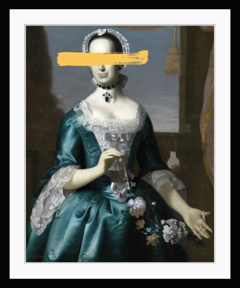 queence Bild »Ann-Kathrin mit Farbklecks«, Frau-Historische Persönlichkeiten-Bilder von Frauen-Kunst-Gemälde, HD Premium Poster-Druck inkl. Holzrahmen von queence