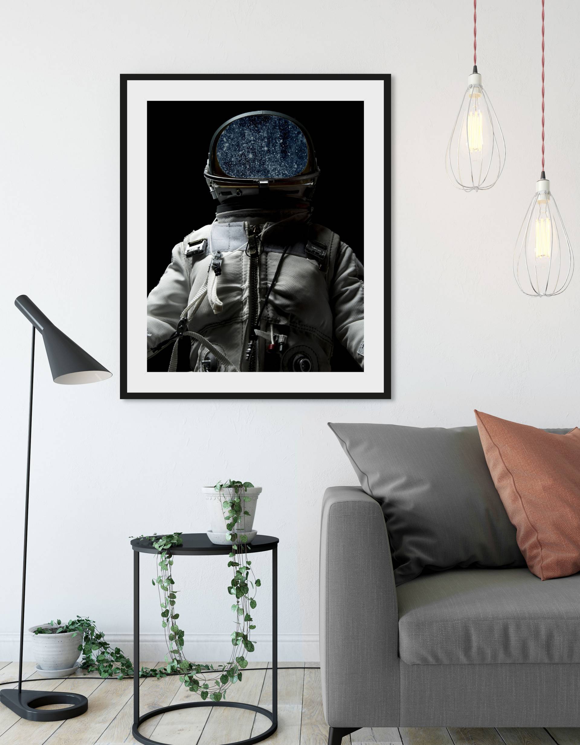 queence Bild »Astronaut«, Astronaut-Sterne-Weltraum-Weltall & Kosmos, (1 St.), HD Premium Poster-Druck inkl. Holzrahmen von queence