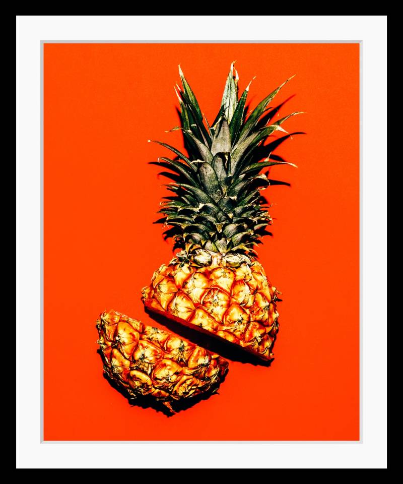 queence Bild »Aurelia«, Obst-Obst Bilder-Kunst-Lebensmittel-Ananas, HD Premium Poster-Druck inkl. Holzrahmen von queence