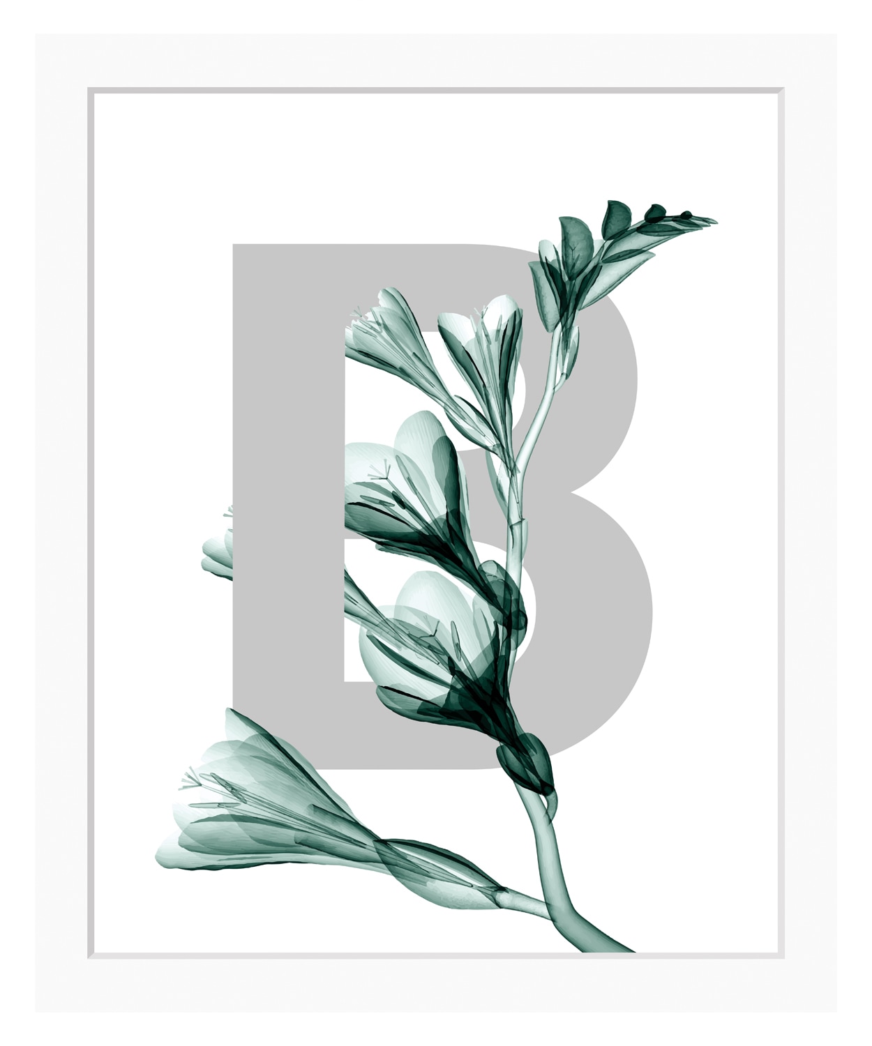 queence Bild »B-Flower 2.0«, Buchstaben, Blume, Blätter, gerahmt von queence