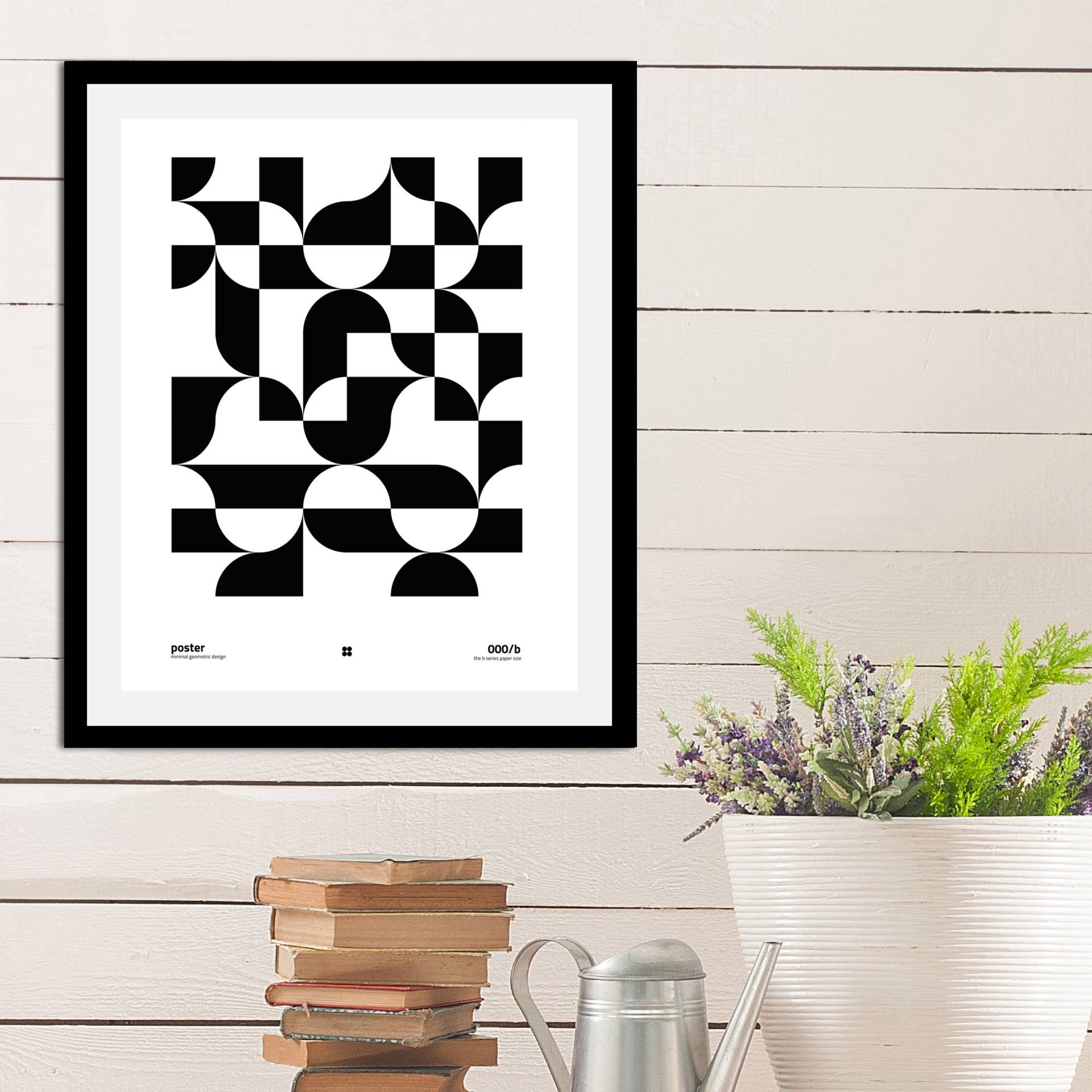 queence Bild »Checkers«, Schriftzüge-Schwarz-Weiss-Abstrakt-Kunst-Art, (1 St.), HD Premium Poster-Druck inkl. Holzrahmen von queence