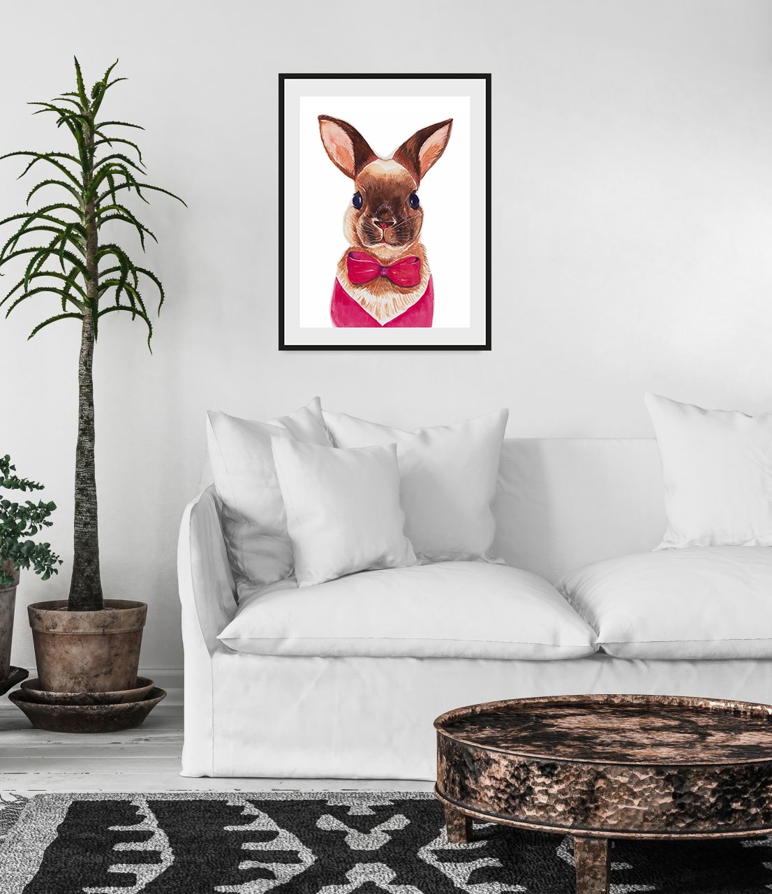 queence Bild »Ellie«, Hase-Hasen-Kunst-Haustiere, (1 St.), HD Premium Poster-Druck inkl. Holzrahmen von queence