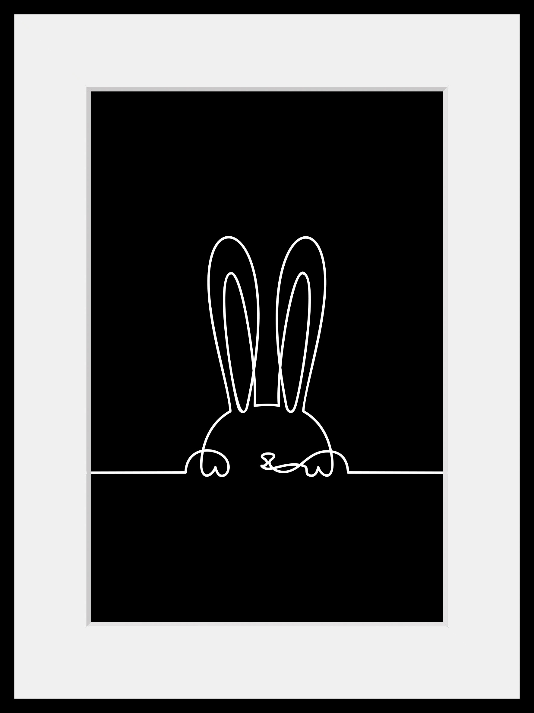 queence Bild »Felix«, Schwarz-Weiss-Hase-Kunst-Modern-Hasen-Haustiere, (1 St.), HD Premium Poster-Druck inkl. Holzrahmen von queence