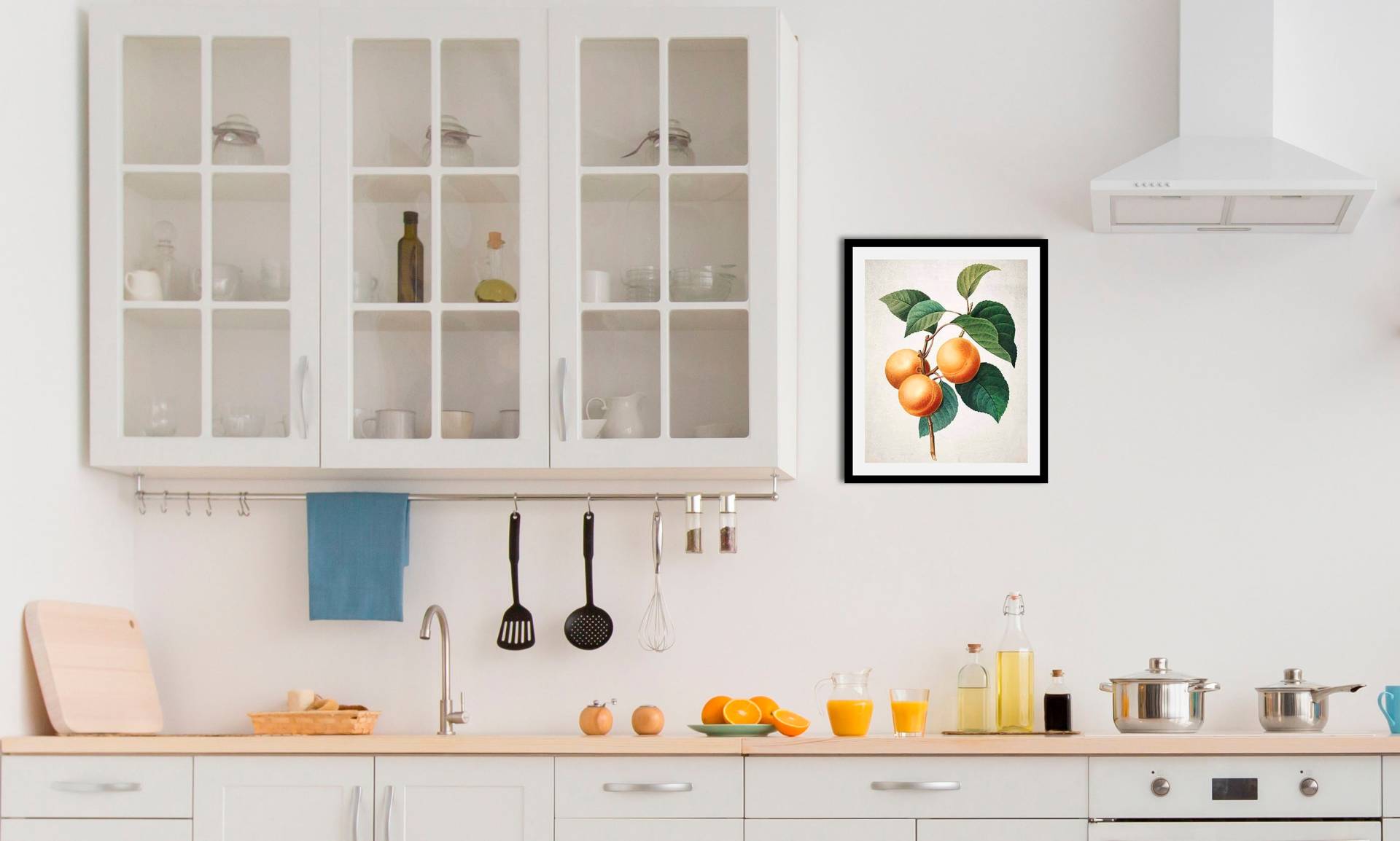 queence Bild »Orangenzweig«, Obst-Obst Bilder-Essen-Lebensmittel-Kunst-Italien, (1 St.), HD Premium Poster-Druck inkl. Holzrahmen von queence