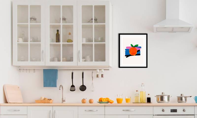 queence Bild »Fips«, Obst-Obst Bilder-Essen-Lebensmittel-Kunst-Abstrakt, (1 St.), HD Premium Poster-Druck inkl. Holzrahmen von queence