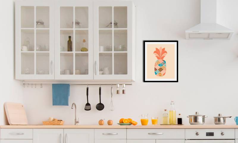 queence Bild »Floyd«, Obst-Obst Bilder-Essen-Lebensmittel-Kunst-Abstrakt-Ananas-Figuren, (1 St.), HD Premium Poster-Druck inkl. Holzrahmen von queence