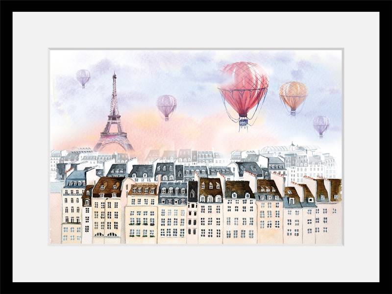 queence Bild »Heissluftballon«, Städte, Paris, gerahmt, Heissluftballon, Stadt von queence